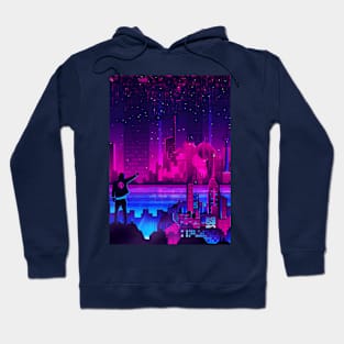 Cyberpunk And Digital Buildings. Hoodie